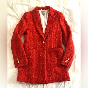 H&M Boucle Jacket / Blazer in Red/Orange Color Size XS
